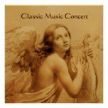 ANGEL PLAYING LYRA OVER THE CLOUDS,Monogram Gold Invite