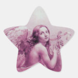 ANGEL PLAYING LYRA OVER THE CLOUDS STAR STICKER