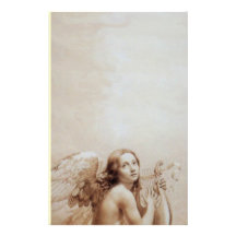 ANGEL PLAYING LYRA OVER THE CLOUDS CUSTOM STATIONERY