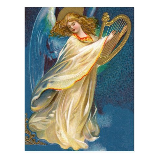 Angel Playing Music On A Harp Postcard Zazzle