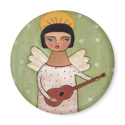 Angel Playing the Guitar Fridge Magnet by adrisart