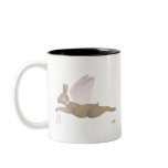 Angel Rabbit Brown Pink Roses Mug