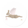 Angel Rabbit Brown Pink Roses Round Sticker
