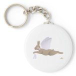 Angel Rabbit Brown Purple Roses Key Chain