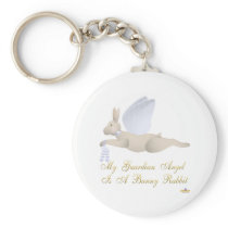 Angel Rabbit Tan Blue Roses Guardian Angel Bunny R Keychains