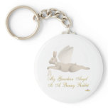 Angel Rabbit Tan Orange Roses Guardian Angel Bunny Keychain
