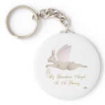 Angel Rabbit Tan Pink Roses Guardian Angel Bunny Key Chains