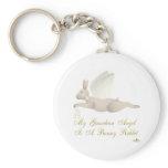 Angel Rabbit Tan Yellow Roses Guardian Angel Bunny Keychain