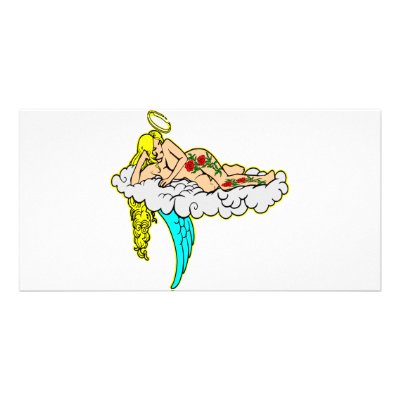 Angel w/ Tattoo Art Photo Card Template by Mustang_Lady