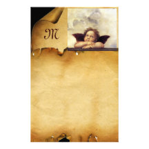 ANGEL / Winged Cherub, Parchment Monogram Stationery Paper