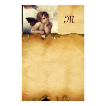 ANGEL / Winged Cherub, Parchment Monogram Stationery