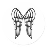 Angel wings round sticker