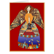 angel with candle greeting card