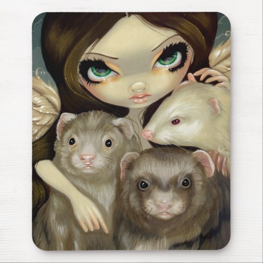 "Angel with Ferrets" Mousepad