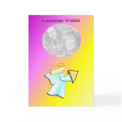 Angel with Harp Customisable Christmas Card by Angelas_Designs