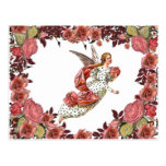 Angel With Pink Ribbon And Roses Post Cards