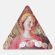 ANGEL WITH ROSES TRIANGLE STICKER