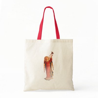 Angel with Trumpet Canvas Bag by opengatesart