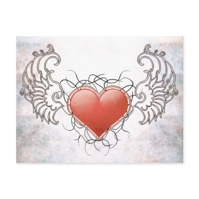 Angelic Crystal red heart Post Card by RoseRoom