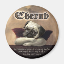 Angelic Pug Cherub Gift Items Fridge Magnet