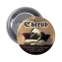 Angelic Pug Cherub Gift Items Pinback Buttons
