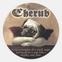 Angelic Pug Cherub Gift Items Stickers