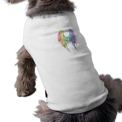 Angelic rainbow woofer wings dog t-shirt by treehug