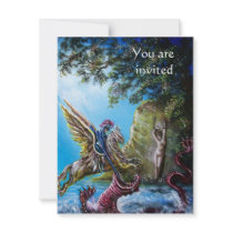 ANGELICA  AND SEA DRAGON, parchment Personalized Invitations