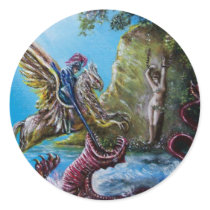ANGELICA  AND SEA DRAGON ROUND STICKERS