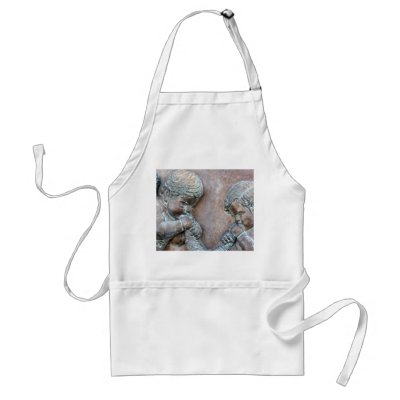 Angels blowing trumpets copper aged relief apron by SusansZooCrew