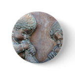 Angels blowing trumpets copper aged relief pinback buttons
