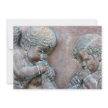Angels blowing trumpets copper aged relief invitations