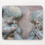 Angels blowing trumpets copper aged relief mouse pads