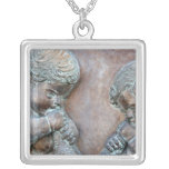 Angels blowing trumpets copper aged relief custom necklace