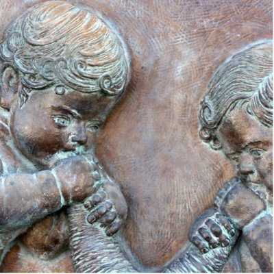 Angels blowing trumpets copper aged relief photo sculpture by SusansZooCrew