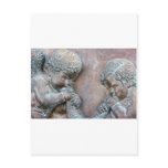 Angels blowing trumpets copper aged relief postcards