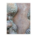 Angels blowing trumpets copper aged relief post card