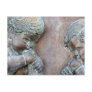Angels blowing trumpets copper aged relief post card