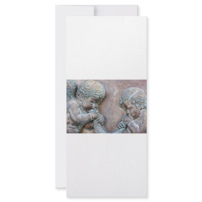 Angels blowing trumpets copper aged relief customized rack card by SusansZooCrew