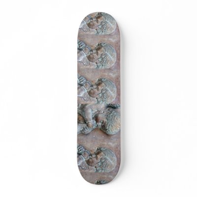 Angels blowing trumpets copper aged relief skateboard by SusansZooCrew