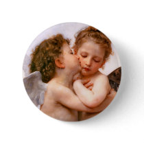 Angels First Kiss, Bouguereau Pinback Buttons
