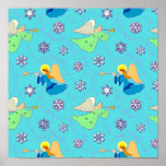 Angels in Blue – Snowflakes & Trumpets Posters