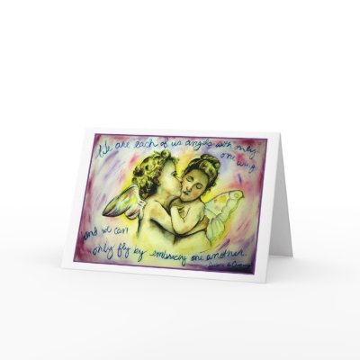Angels with One Wing (White) Greeting Card by donnabellas