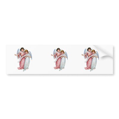 Angels With Vintage Dresses And Music Notes Bumper Sticker by justcrosses