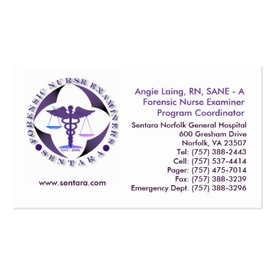 Angie Laing, RN, SANE - AF... Business Card by spolicella