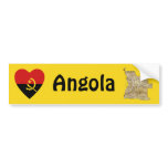 Angola Flag Heart + Map Bumper Sticker