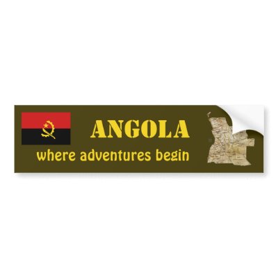 Angola Flag + Map Bumper Sticker by FlagAndMap