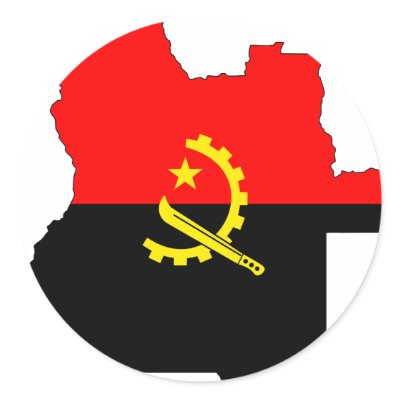 Angola flag map round stickers by FlagStore