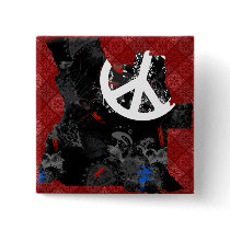 Angola Trendy Peace Sign with Angolan map Pinback Buttons