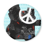 Angola Trendy Peace Sign with Angolan map Refrigerator Magnets